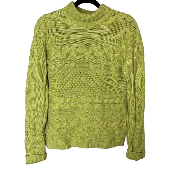 Garnet Hill Sweaters - GARNET HILL Cashmere Sweater Sz M Cable Knit Green thick $239